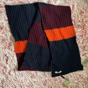 Burberry waffle stripe cashmere wool deep claret scarf